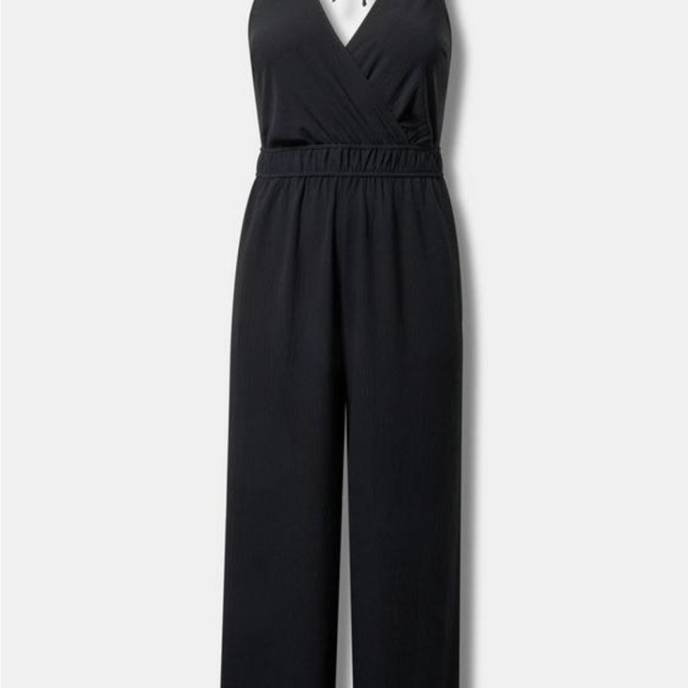 Torrid Black V-Neck Jumpsuit with Wide-Leg Palazzo Pants - Picture 4 of 6